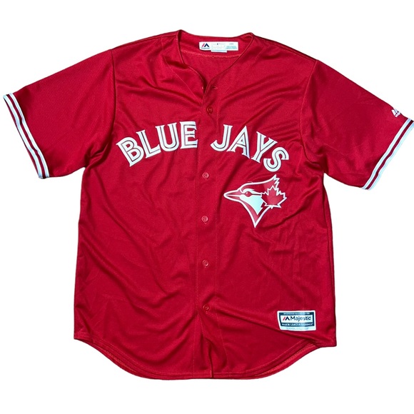 Majestic Other - Majestic Red Blue Jays Button Up Jersey